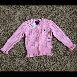 Ralph Lauren Girls Pink Cardigan Sweater